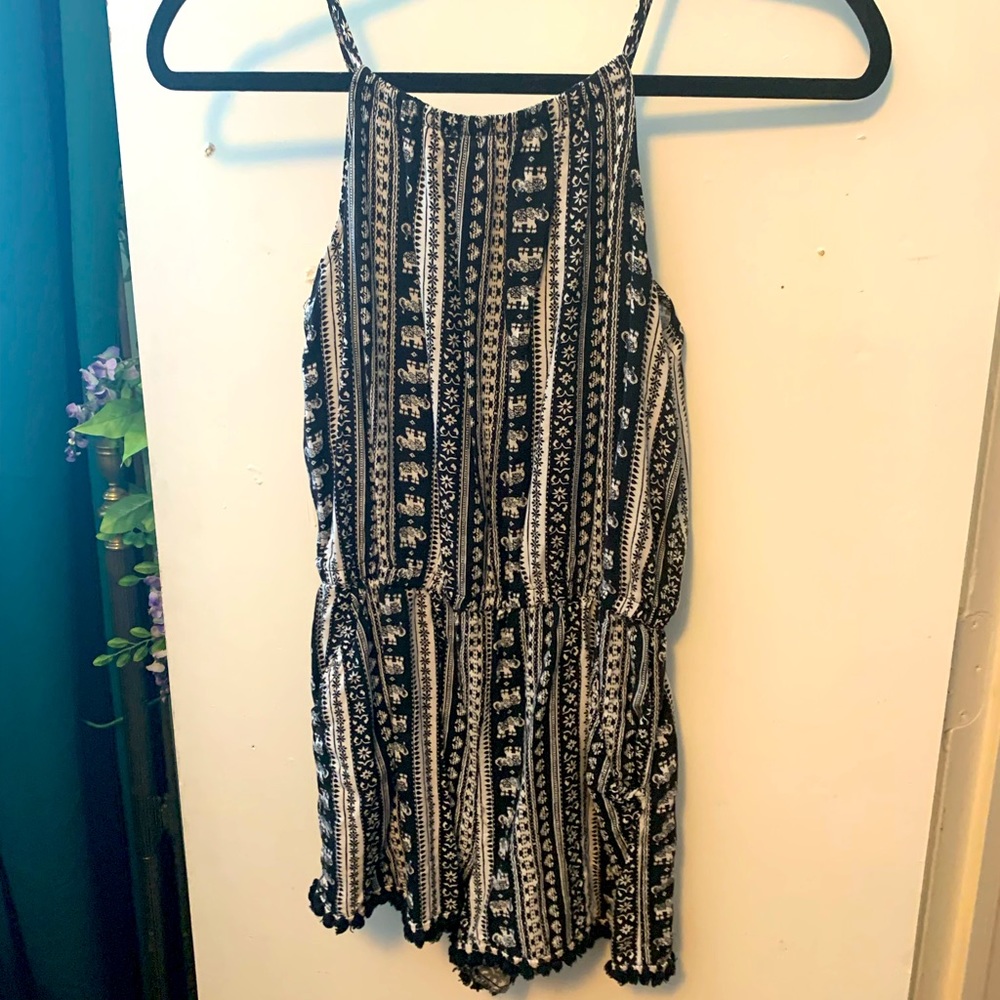 Elephant print romper POCKETS